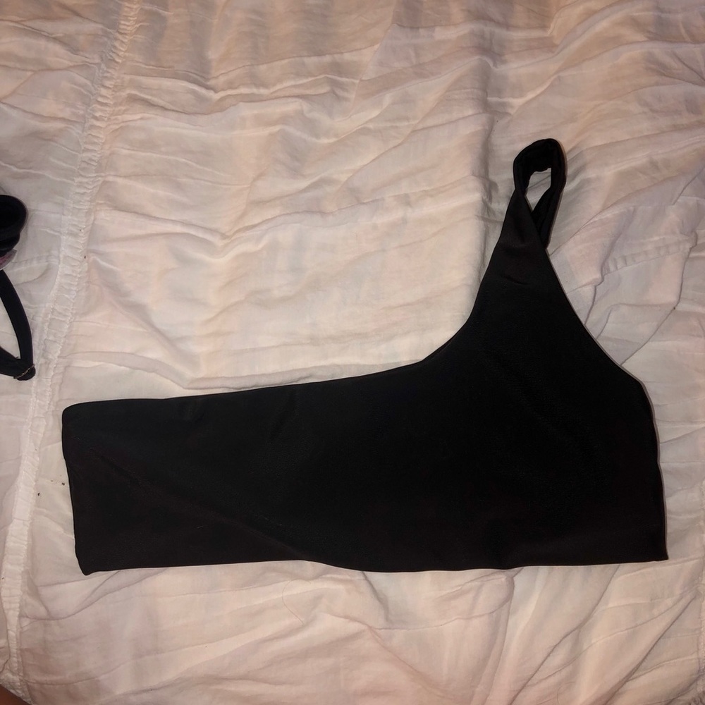 Black one shoulder bikini top